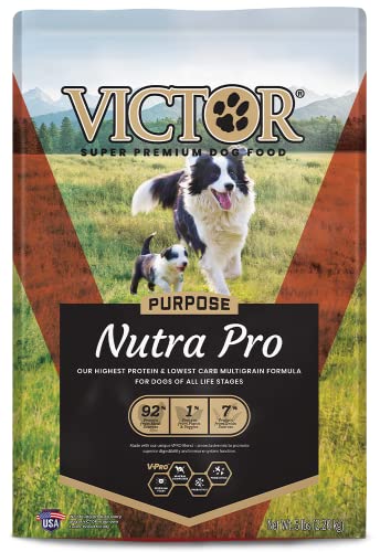 Victor Super Premium Dog Food – Purpose - Nutra Pro – Gluten Free, High Protein Low Carb Dry Dog Food for Active Dogs of All Ages – Ideal for Sporting Dogs, Pregnant or Nursing Dogs & Puppies, 5lbs