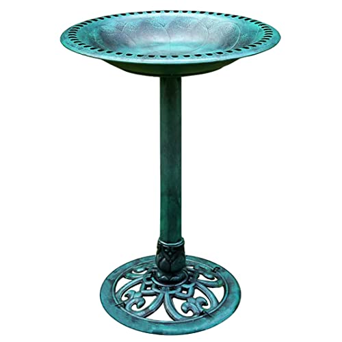 VIVOSUN 28” Bird Bath, Polyresin Lightweight Antique Outdoor Garden Bird Bath for Outdoors, Gardens, Patio, Yard, Deck, Green