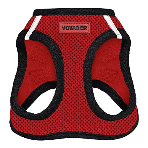 Voyager Step-in Air Dog Harness - All Weather Mesh Step in Vest Harness for Small and Medium Dogs by Best Pet Supplies - Harness (Red/Black Trim), Small