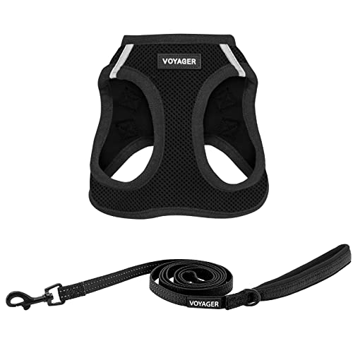 Voyager Step-In Air Dog Harness w/ Leash - All Weather Mesh Step in Vest Harness for Small and Medium Dogs by Best Pet Supplies - Black, XL