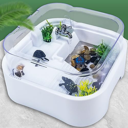 Wedoelsim Complete Terrarium Kit for Baby Turtles - Includes Basking Platform, Rain Shower, Filter, and Water Pump - Suitable for Small Tank Setup, a Present for Children