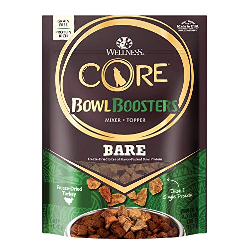 Wellness CORE Bare Bowl Boosters For Dogs, Grain-Free Freeze-Dried Food Mixer Or Topper, Made with Natural Ingredients (Turkey, 4-Ounce Bag)