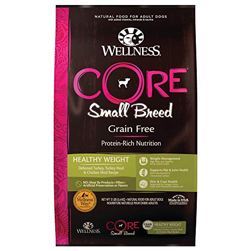 Wellness CORE Grain-Free High-Protein Small Breed Dry Dog Food, Natural Ingredients, Made in USA with Real Meat (Adult, Healthy Weight, 12-Pound Bag)