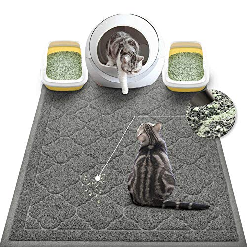 WePet Cat Litter Box Mat, Kitty Premium PVC Pad, Durable Trapping Rug, Phthalate Free, Urine-Resistant, Scatter Control, XXL 47 x 36 Inch, Grey