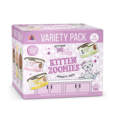 Weruva Cats in The Kitchen Kitten, Kitten Zoomies Variety Pack, 3oz Can (Pack of 12)