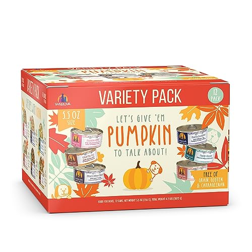 Weruva Classic Dog Food, Let's Give Em' Pumpkin to Talk About Variety Pack, 5.5oz Can (Pack of 12)