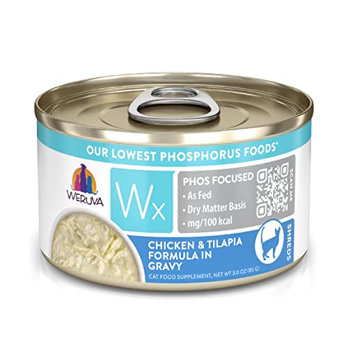 Weruva Wx Phos Focused, Chicken & Tilapia Formula in Gravy, 3oz Can (Pack of 12)