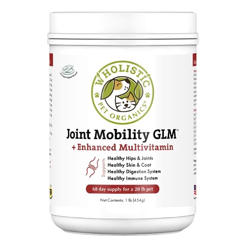 Wholistic Pet Organics - Dog Joint Supplement: Joint Mobility with Green Lipped Mussel - 1 Lb - Dogs Hip and Joint Support Supplement - Glucosamine Chondroitin for Dogs with MSM, Vitamins & Minerals