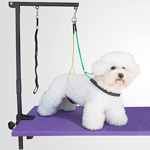 Wikdey Adjustable Dog Grooming Arm with Clamp,2 No Sit Haunch Holder&Loop Noose.20-35.5inches Height,Foldable Dog Grooming Table Arm for Small Dogs&Puppies,Arm for Grooming Tables