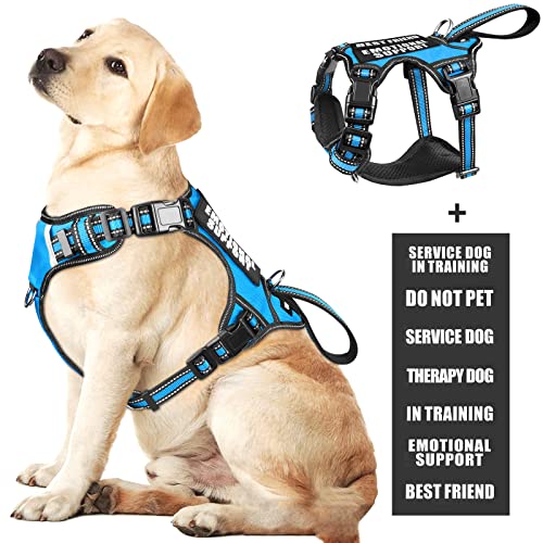 WINSEE Service Dog Vest No Pull Dog Harness with 7 Dog Patches, Reflective Pet Harness with Durable Soft Padded Handle for Puppies, Small, Medium, Large, and Extra-Large Dogs