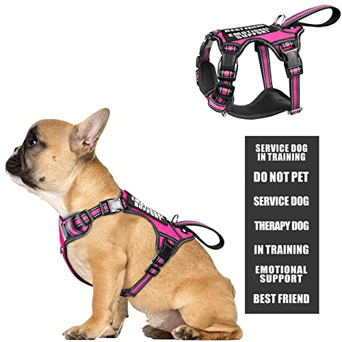 WINSEE Service Dog Vest No Pull Dog Harness with 7 Dog Patches, Reflective Pet Harness with Durable Soft Padded Handle for Puppies, Small, Medium, Large, and Extra-Large Dogs