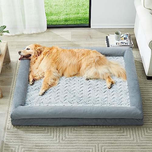 WNPETHOME Orthopedic Dog Beds for Large Dogs, Extra Large Waterproof Dog Couch with Removable Washable Cover & Anti-Slip Bottom, XL Dog Crate Bed with Sides