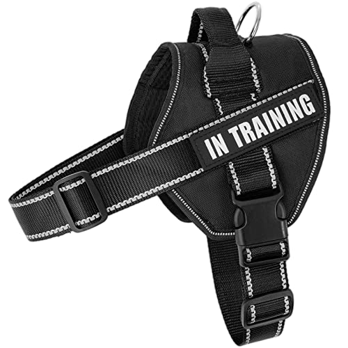 WOCUME No Pull Dog Harness Adjustable 3M Reflective Pet Vest Harness Dog Training Vest Breathable with Handle for Large Dogs Easy Control Harness(S,Black)