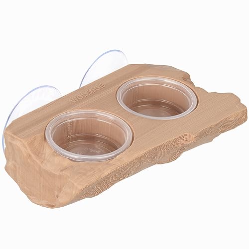 WOLEDOE Crested Gecko Feeding Ledge with 10Pcs 0.5oz Food Dish, Suction Cup Reptile Feeder fit Chameleon Lguana Lizards