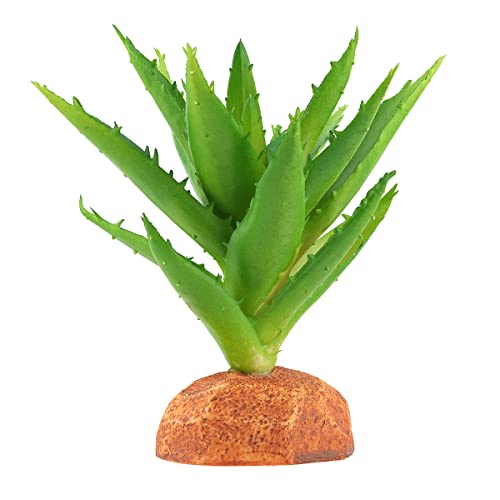 WOLEDOE Fake Aloe Vera Plants, Reptile Decor for Terrarium, Crested Gecko Tank Accessories fit Leopard Gecko Bearded Dragon Lizard Chameleon Snake