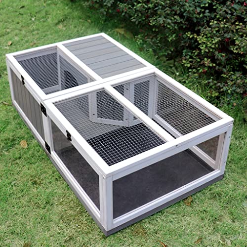 Wooden Tortoise House Indoor Outdoor Tortoise Habitat Reptile Cage with Removable Waterproof Tray, Home Small Animal Breeding Box Amphibians Enclosure Cage for Gecko Lizard Snake 43 x 24 x 12.8 in