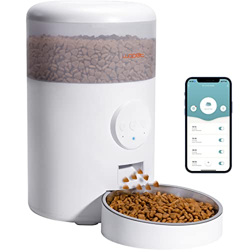 WOPET Automatic Cat Food Dispenser,WiFi Dog Feeder with APP Control, Automatic Cat Feeder with Stainless Steel Bowl, 15 Meals Per Day, Up to 10s Meal Call for Pets