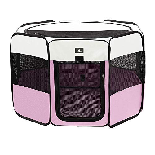 X-ZONE PET Portable Foldable Pet Dog Cat Playpen Crates Kennel/Premium 600D Oxford Cloth,Removable Zipper Top, Indoor and Outdoor Use