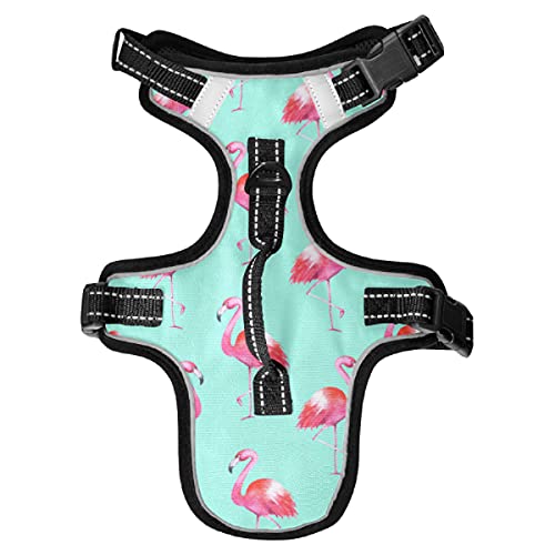 xigua Flamingo Dog Harness, No Pull Pet Vest Harness Reflective Breathable Small & Medium Dog Harness with Nylon Handle