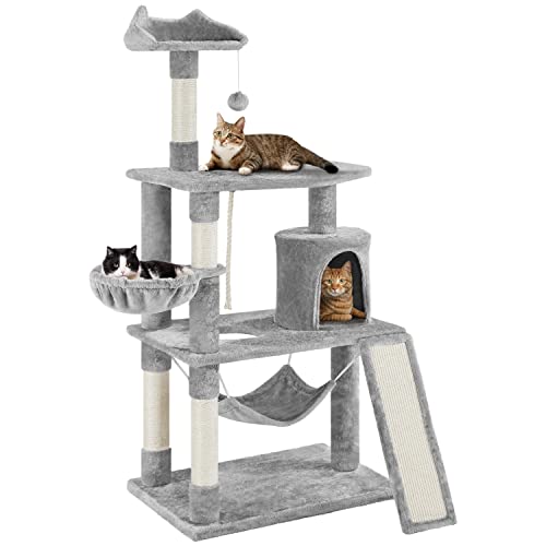 Yaheetech 63.5in Multi-Level Cat Tree Tower Condo with Scratching Posts, Platform & Hammock, Cat Activity Center Play Furniture for Kittens, Cats, and Pets