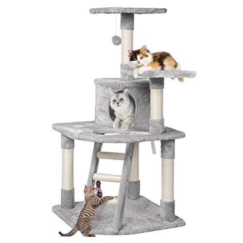 Yaheetech Cat Tree, 48in Cat Tower for Indoor Cats, Cat Trees for Large Cats with Spacious Cat Condo, Scratching Post, Cozy Platform and Replaceable Dangling Ball