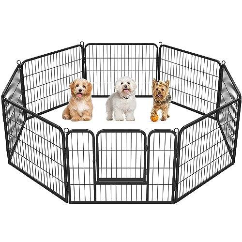 Yaheetech Dog Playpen Outdoor, 8 Panel Dog Fence 24" Indoor Pet Pen for Large/Medium/Small Dogs Heavy Duty Pet Exercise Pen for Puppy/Rabbit/Small Animals Portable Playpen for RV Camping Garden Yard