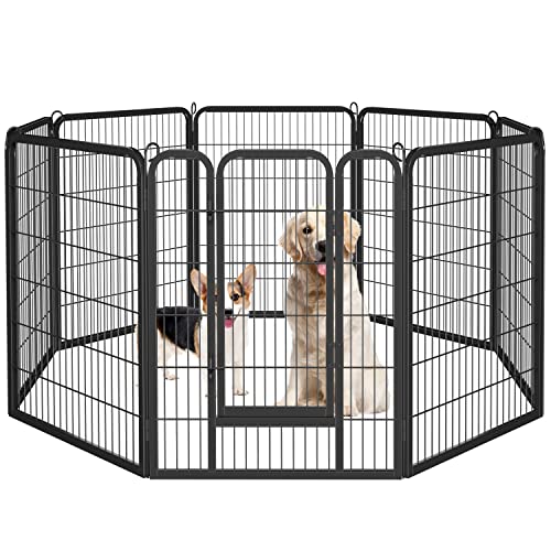 Yaheetech Heavy Duty Wider Dog Playpen, 8 Panels Outdoor Pet Fence for Large/Medium/Small Animals Foldable Puppy Exercise Pen for Garden/Yard/RV/Camping 40 Inch Height x 32 Inch Width