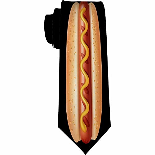 Yekiua Hot Dogs Men's Ties Vappetizing Food Delicious Ketchup Mustard Neck Tie Business Wedding Formal Fashion Necktie