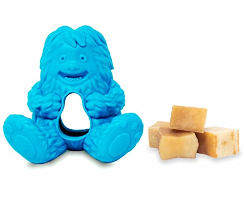 Yeti Puff and Play Dog Toy Interactive Nuggets Treats Dispenser Puzzle, Fun Stimulating Chew Toy for Teething, Behavior Training, Anxiety Calming, for Light to Moderate Chewers, Blue