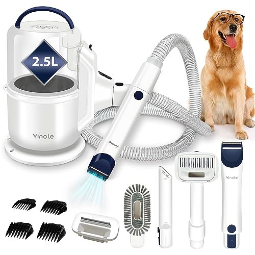 Yinole Pet Grooming Kit with Vacuum Suction - Dog Vacuum for Shedding Grooming with Professional Proven Grooming Tools for Dogs, Cats, and Other Animals - 99% Pet Hair Collection with 2.5L Capacity