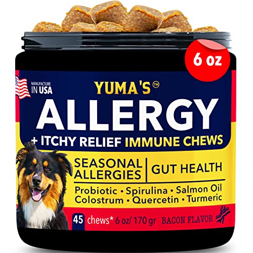 YUMA'S Dog Allergy Chews - Itch Relief for Dogs - Dog Allergy Relief - Anti Itch for Dogs - Dog Itchy Skin - Dog Allergy Support - Hot Spots - Immune Health Supplement - Made in USA