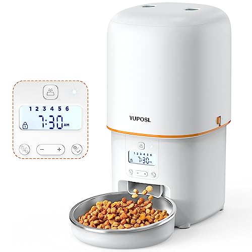 Yuposl Automatic Cat Feeders - 16cup/135oz for Pets, Timed Automatic Pet Feeder with Over 180-day Battery Life, Automatic Dog Feeder 1-6 Meals Control, Cat Food Dispenser Freshness Dry Food