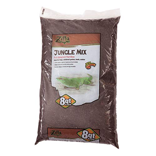 Zilla Pet Reptile Terrarium Substrate Bedding, Jungle Mix, for Frogs, Rainforest Geckos, Toads and Snakes, 8 Quart