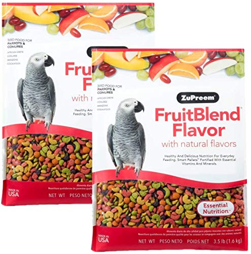 ZuPreem FruitBlend Flavor Pellets Bird Food for Parrots and Conures, 3.5 lb (Pack of 2) - Daily Blend Made in USA for Caiques, African Greys, Senegals, Amazons, Eclectus, Small Cockatoos