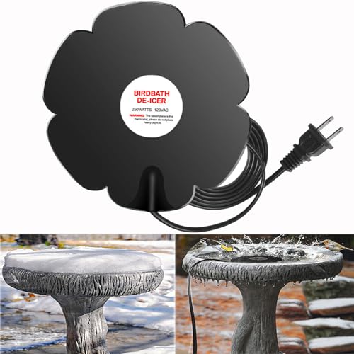 250w BirdBath Deicer for Outdoor in Winter, Upgraded Submersible Bird Bath Heater with Thermostat, Energy Saving with Auto Shut Off Function Water Heater for Livestock and Poultry in Farm and Yard