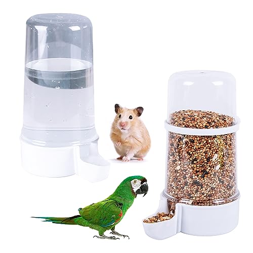 2Pcs Bird Feeder Water Dispenser, Bird Feeder and Drinker Set, Automatic Bird Feeder for Cage, Hanging Bird Food Bowl, Bird Cage Accessories for Hamsters, Pigeons, Parrot and Small Animal