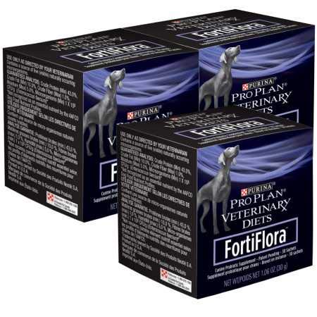 3 X Purina Fortiflora Veterinary Diets Probiotic Dog Food Nutritional Supplement Box - 90ct