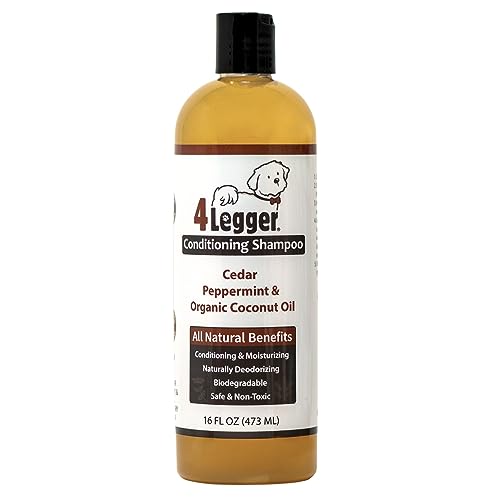 4Legger Organic Dog Shampoo and Conditioner USDA Certified - All Natural Concentrated Cedar Dog Shampoo with Peppermint, and Eucalyptus - Dog Shampoo for Itchy Skin - Dog Shampoo for Smelly Dogs 16 oz