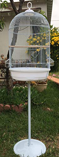 60" Classic Round Bird Cage with Stand for Finch Canary Aviary Budgie Cockatiel Parakeet (16" Diameter x 60" H, White)