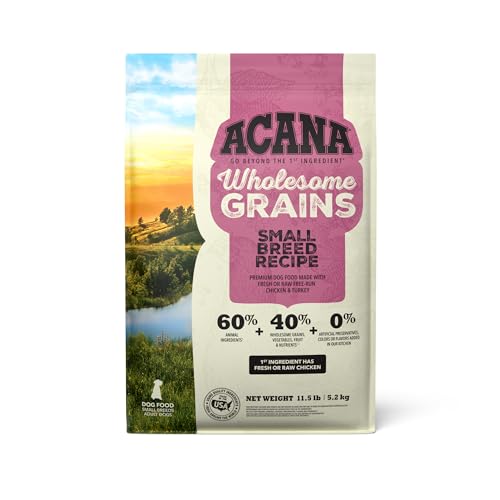 ACANA Wholesome Grains Dry Dog Food, Small Breed Recipe, Chicken and Turkey Dog Food, 11.5lb