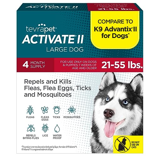 Activate II Flea and Tick Prevention for Dogs | 4 Count | Large Dogs 21-55 lbs | Topical Drops | 4 Months Flea Treatment