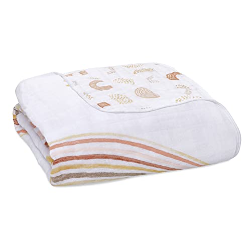 aden + anais 100% Cotton Muslin Baby Blanket Crib Bedding for Newborn Baby and Toddler, Nursery Blanket for Boys and Girls, Baby Registry and Shower Gift - Keep Rising