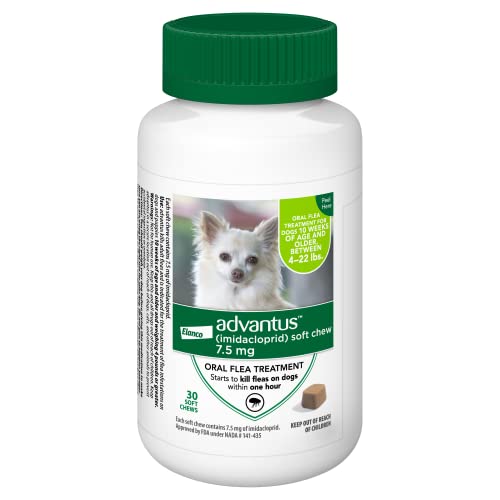 Advantus (Imidacloprid) Chewable Flea Treatment for Small Dogs, 30 Count, 4-22 Pounds