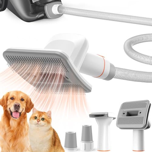Afloia Dog Brush Vacuum Attachment, Cat Brush, Pet brush 2 in 1 Innovative Pet Grooming kit, 1-1.5'' Hoses Diameter Universal Adapter Compatible with Most Round Vacuum Cleaners for Bissell, Eureka,Etc