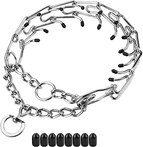 Aheasoun Prong Collar for Dogs, Choke Collar for Dogs, for Small Dogs, Stainless Steel Adjustable with Comfort Rubber Tips, Safe and Effective (S, 2.5mm, 15.8-Inch)