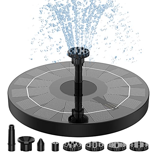 AISITIN 2.5W Solar Bird Bath Fountain, Solar Fountain Pump for Bird Bath with 6 Nozzles, Solar Powered Water Fountain Pump for Garden, Ponds, Outdoor