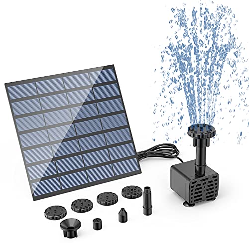 AISITIN water Pump Kit, Solar Powered Pump with 6 Nozzles, diy water Feature Outdoor fountain for Bird Bath, Ponds, Garden and Fish Tank