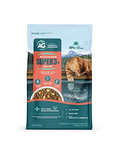 Alaskan Gold SUPER3+ (Salmon+Freeze Dried Raw Salmon+Salmon Fish Oil) Dry Cat Food | Kitten & Adult | High-Protein | Grain-Free | Allergy & Digestive Support| All-Natural | 3-lbs