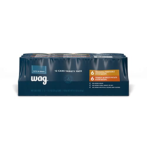 Amazon Brand - Wag Stew Dog Food Variety Pack, Chicken & Turkey, 13.2 Ounce (Pack of 12)