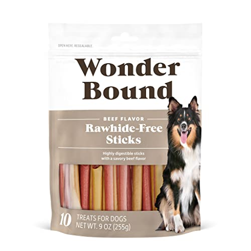 Amazon Brand - Wonder Bound Rawhide-Free Dog Treats, Beef Sticks, 10 Count